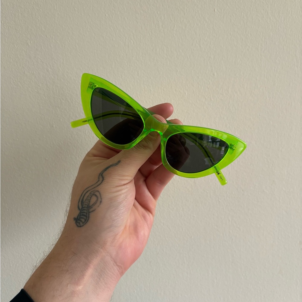 Neon Green saint Laurent Cat-Eye lily Sunglasses